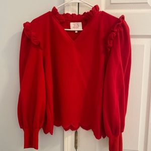VICTORIA DUNN SAMANTHA BLOUSE IN RED WOMENS SIZE M